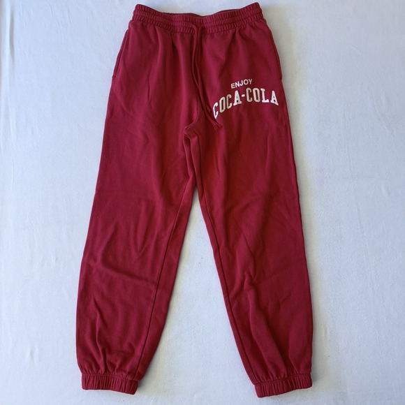 Coca-Cola Red Graphic Sweatpants Joggers Mens Small Enjoy Coca-Cola Logo - Picture 2 of 6